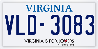 VA license plate VLD3083