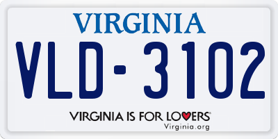 VA license plate VLD3102