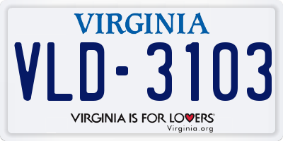 VA license plate VLD3103