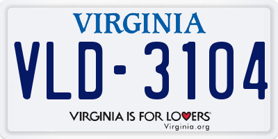 VA license plate VLD3104