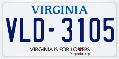 VA license plate VLD3105