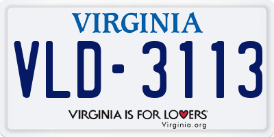 VA license plate VLD3113