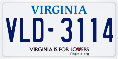 VA license plate VLD3114