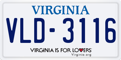VA license plate VLD3116