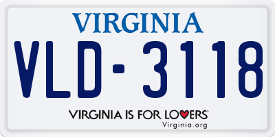 VA license plate VLD3118