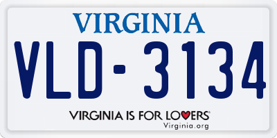 VA license plate VLD3134