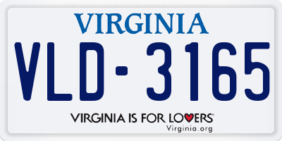 VA license plate VLD3165