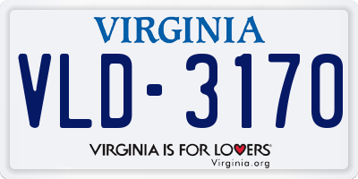 VA license plate VLD3170