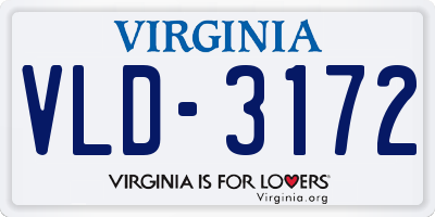 VA license plate VLD3172