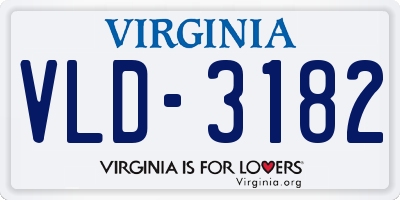 VA license plate VLD3182
