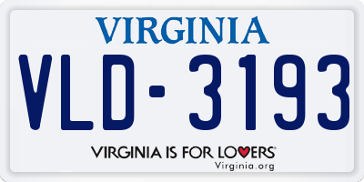 VA license plate VLD3193