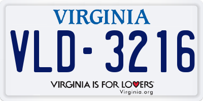 VA license plate VLD3216
