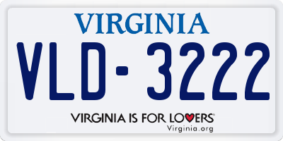 VA license plate VLD3222