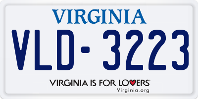 VA license plate VLD3223