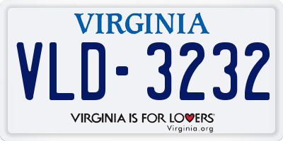 VA license plate VLD3232