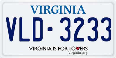 VA license plate VLD3233