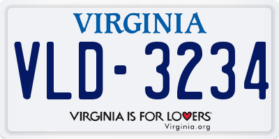 VA license plate VLD3234