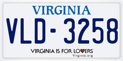 VA license plate VLD3258