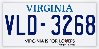 VA license plate VLD3268