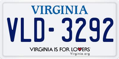VA license plate VLD3292