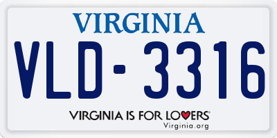 VA license plate VLD3316
