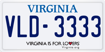 VA license plate VLD3333