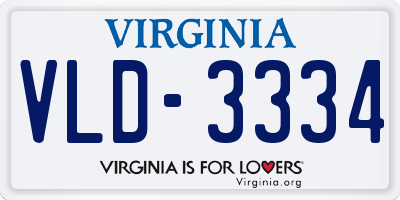 VA license plate VLD3334