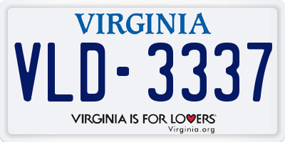VA license plate VLD3337