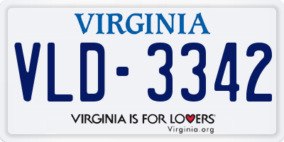 VA license plate VLD3342