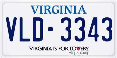 VA license plate VLD3343