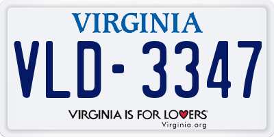 VA license plate VLD3347