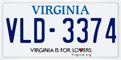 VA license plate VLD3374