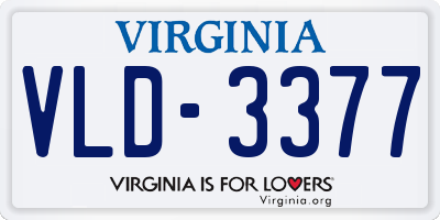 VA license plate VLD3377