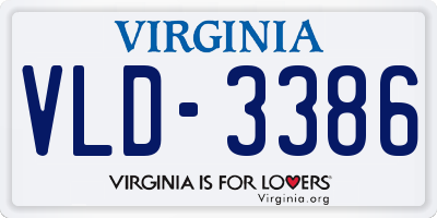 VA license plate VLD3386