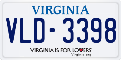 VA license plate VLD3398