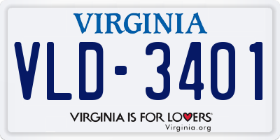 VA license plate VLD3401
