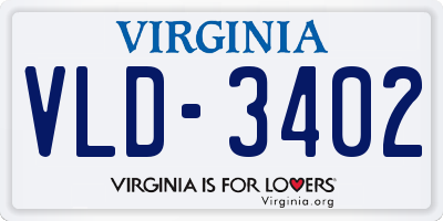 VA license plate VLD3402