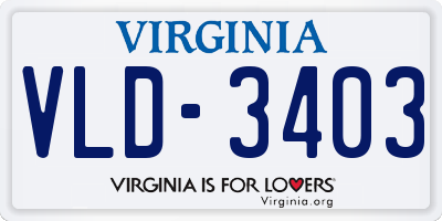 VA license plate VLD3403