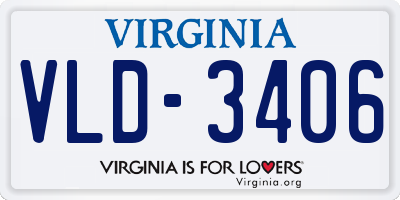 VA license plate VLD3406