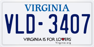 VA license plate VLD3407