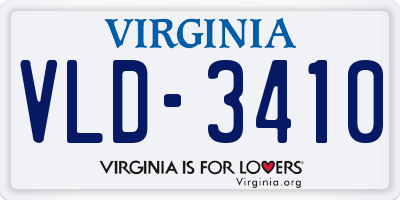 VA license plate VLD3410
