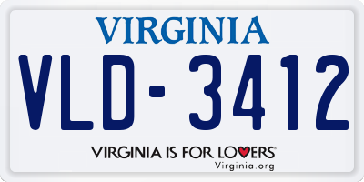 VA license plate VLD3412