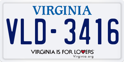 VA license plate VLD3416