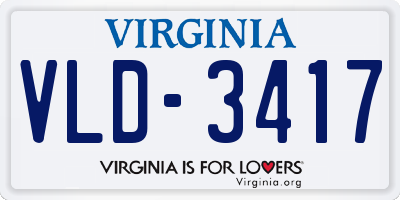 VA license plate VLD3417