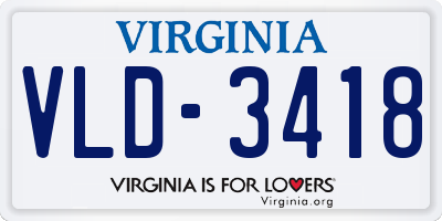 VA license plate VLD3418