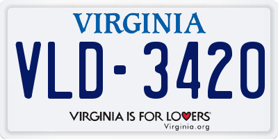 VA license plate VLD3420