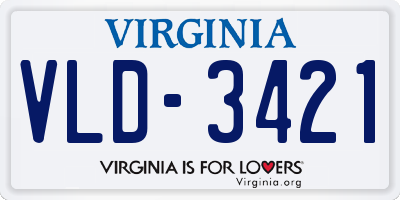 VA license plate VLD3421