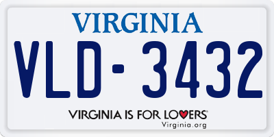 VA license plate VLD3432