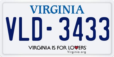 VA license plate VLD3433