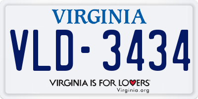 VA license plate VLD3434